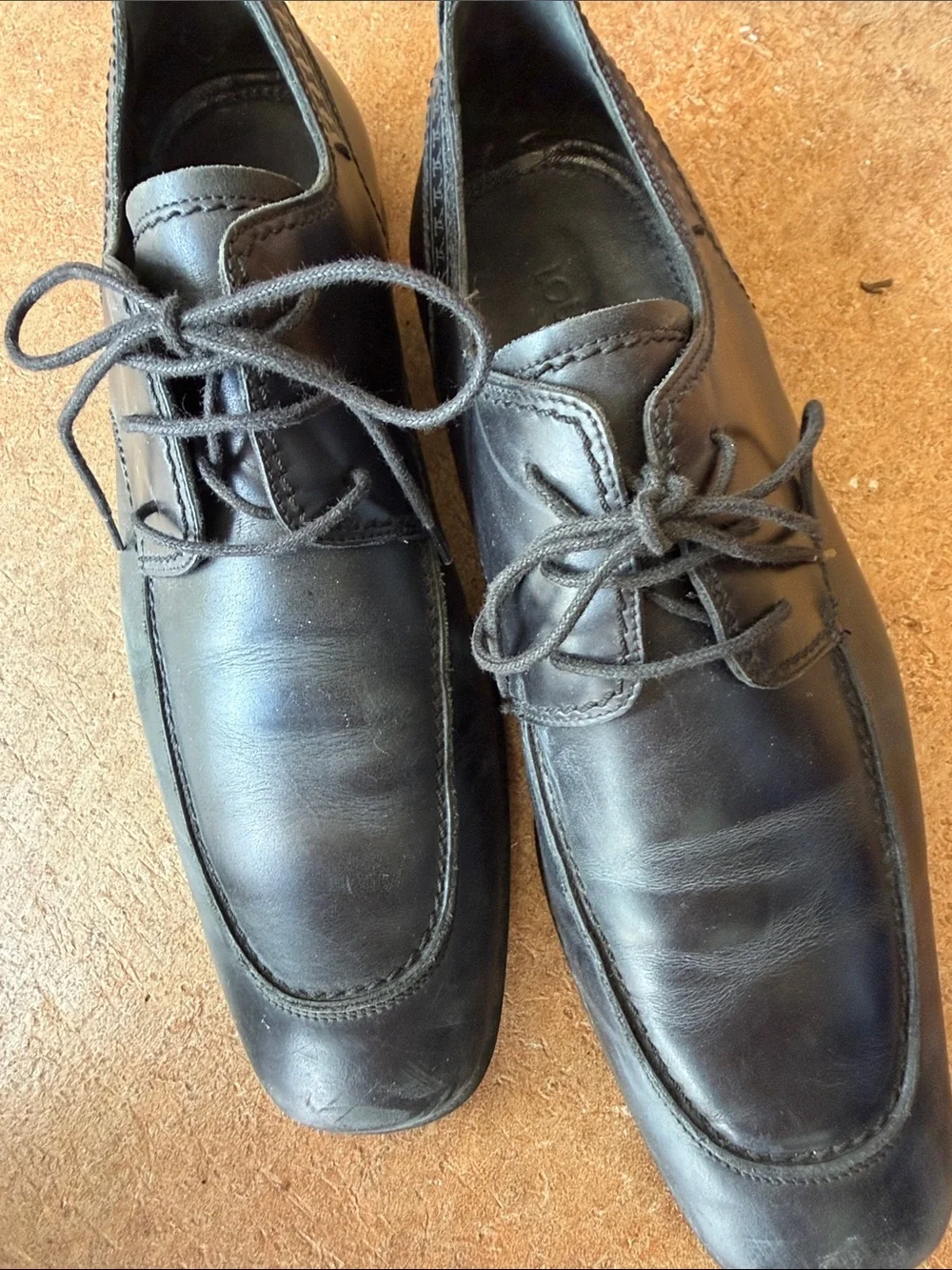 Louis Vuitton Men's Black Leather Derby Lace-Up Shoes